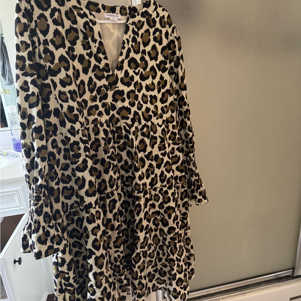 Leopard Print Long Sleeve Dress